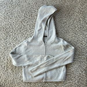 Brandy Melville Grey Ribbed Crop Hoodie